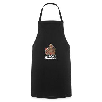 Merry Bearmas Pun Bear Christmas - Cooking Apron - black - Front - AI Model Male 185 dark (185cm)