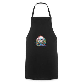 Santa Hat Christmas Fairy Lights Peacock - Cooking Apron - black - Front - AI Model Male 185 dark (185cm)