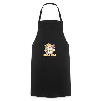 Kawaii Katzen Bubble Tea Boba Katze - Kochschürze - Schwarz - Vorne - AI Model Male 185 dark (185cm)