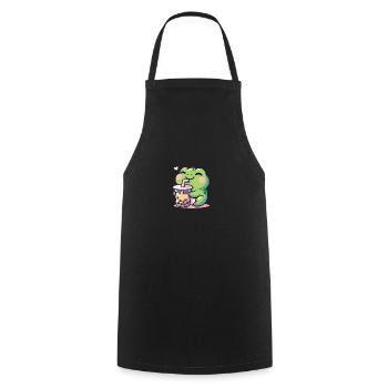 Kawaii Frogs Bubble Tea Boba Frog - Cooking Apron - black - Front - AI Model Male 185 dark (185cm)