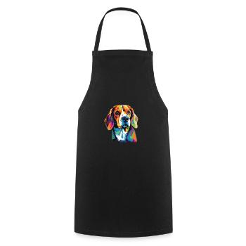 Watercolor Colorful Beagle - Cooking Apron - black - Front - AI Model Male 185 dark (185cm)