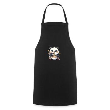panda mignon mange des nouilles ramen pandas ramen - Tablier de cuisine - noir - Devant - AI Model Male 185 dark (185cm)