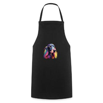 Aquarelle Chien Afghan coloré - Tablier de cuisine - noir - Devant - AI Model Male 185 dark (185cm)
