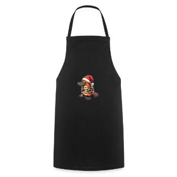Santa Hat Christmas Fairy Lights - Cooking Apron - black - Front - AI Model Male 185 dark (185cm)