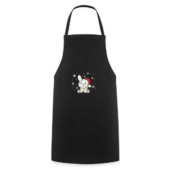 Lapin, Noël, Hiver, Animaux, Lapins - Tablier de cuisine - noir - Devant - AI Model Male 185 dark (185cm)