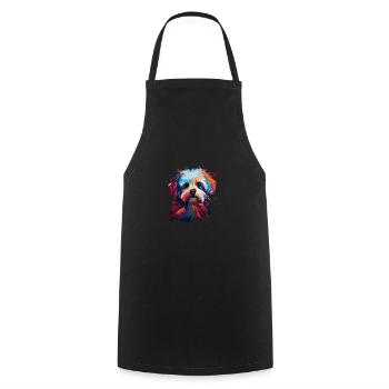Aquarelle colorée maltaise - Tablier de cuisine - noir - Devant - AI Model Male 185 dark (185cm)