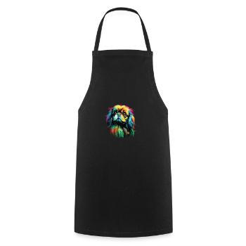 Aquarelle Colorée Pékinois - Tablier de cuisine - noir - Devant - AI Model Male 185 dark (185cm)
