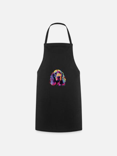 Wasserfarben Farbenfroher American Cocker Spaniel - Kochschürze - Schwarz