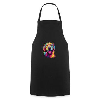 Watercolor Colorful Golden Retriever - Cooking Apron - black - Front - AI Model Male 185 dark (185cm)