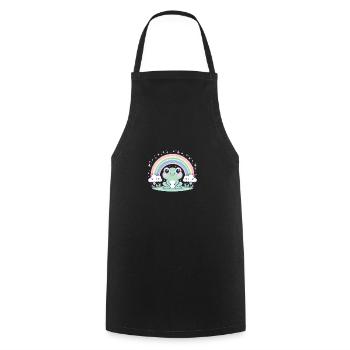 Kawaii Frosch Regenbogen niedliches Muster - Kochschürze - Schwarz - Vorne - AI Model Male 185 dark (185cm)