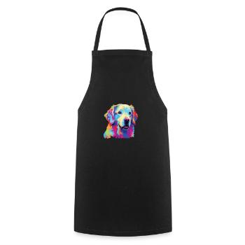 Wasserfarben Farbenfroher Kuvasz - Kochschürze - Schwarz - Vorne - AI Model Male 185 dark (185cm)