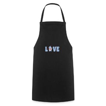 Dino zum Valentinstag süße Tiere mit Herzen Love - Kochschürze - Schwarz - Vorne - AI Model Male 185 dark (185cm)