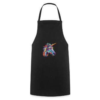Watercolor Colorful Unicorn Colorful Animals - Cooking Apron - black - Front - AI Model Male 185 dark (185cm)