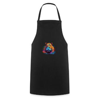 Watercolor Colorful Hippo Colorful Animals - Cooking Apron - black - Front - AI Model Male 185 dark (185cm)