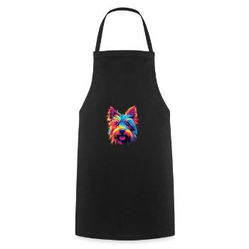 Watercolor Colorful Australian Silky Terrier - Cooking Apron - black - Front - AI Model Male 185 dark (185cm)