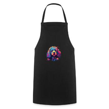 Wasserfarben Farbenfroher Bologneser - Kochschürze - Schwarz - Vorne - AI Model Male 185 dark (185cm)