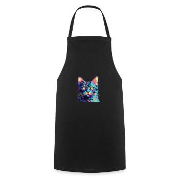Aquarelle Coloré Domestique Shorthair - Tablier de cuisine - noir - Devant - AI Model Male 185 dark (185cm)