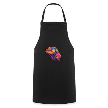 Watercolor Colorful Chameleon Colorful Animals - Cooking Apron - black - Front - AI Model Male 185 dark (185cm)