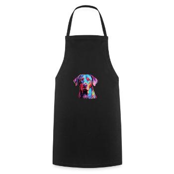 Watercolor Colorful Blue Lacy - Cooking Apron - black - Front - AI Model Male 185 dark (185cm)
