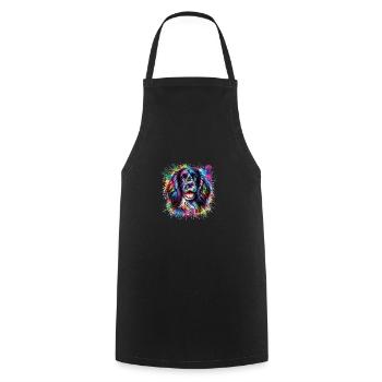 Épagneul springer anglais coloré aquarelle - Tablier de cuisine - noir - Devant - AI Model Male 185 dark (185cm)