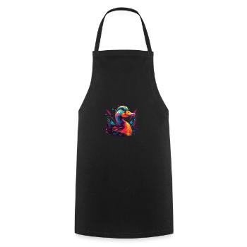 Watercolor Colorful Duck Colorful Animals - Cooking Apron - black - Front - AI Model Male 185 dark (185cm)