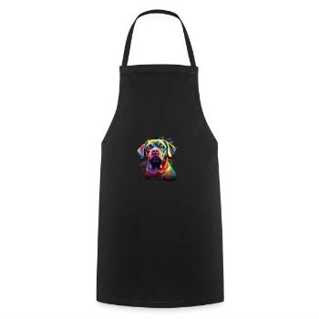 Watercolor Colorful Puggle - Cooking Apron - black - Front - AI Model Male 185 dark (185cm)