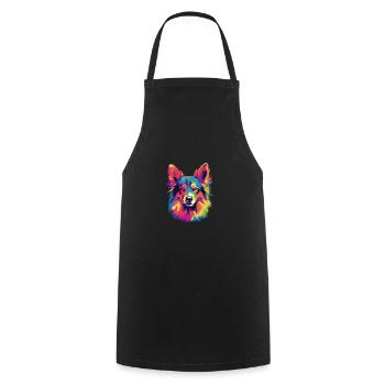 Aquarelle colorée chien islandais - Tablier de cuisine - noir - Devant - AI Model Male 185 dark (185cm)