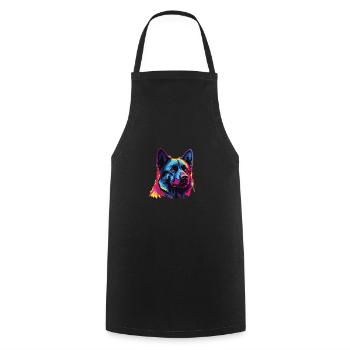 Watercolor Colorful Norwegian Elkhound - Cooking Apron - black - Front - AI Model Male 185 dark (185cm)