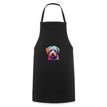 Watercolor Colorful Dandie Dinmont Terrier - Cooking Apron - black - Front - AI Model Male 185 dark (185cm)