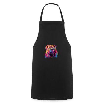 Aquarelle colorée chinoise Shar Pei - Tablier de cuisine - noir - Devant - AI Model Male 185 dark (185cm)