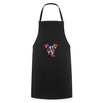 Watercolor Colorful German Pinscher - Cooking Apron - black - Front - AI Model Male 185 dark (185cm)