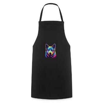 Watercolor Colorful Norwegian Elkhound - Cooking Apron - black - Front - AI Model Male 185 dark (185cm)