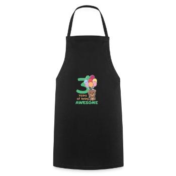 Bear for 3rd birthday children three years old - Cooking Apron - black - Front - AI Model Male 185 dark (185cm)