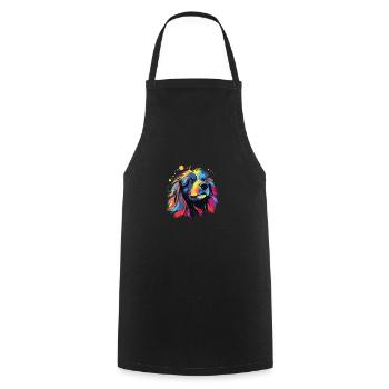 Watercolor Colorful Lion - Cooking Apron - black - Front - AI Model Male 185 dark (185cm)