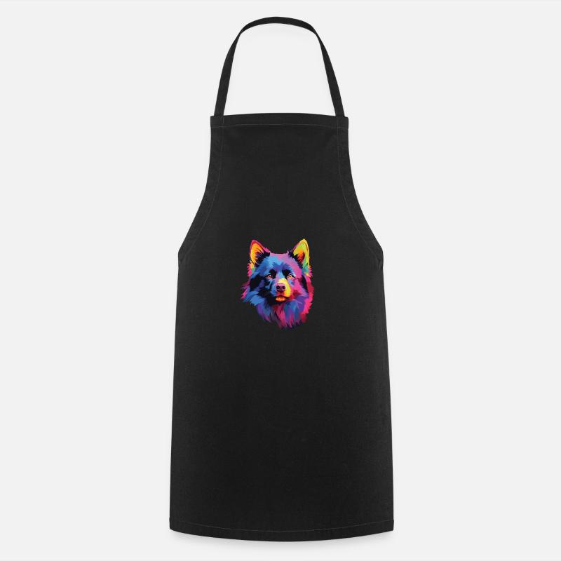 Aquarelle colorée Schipperke - Tablier de cuisine - noir