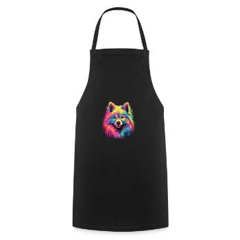 Aquarelle colorée Japon Spitz - Tablier de cuisine - noir - Devant - AI Model Male 185 dark (185cm)