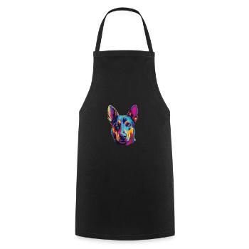 Watercolor Colorful Australian Kelpie - Cooking Apron - black - Front - AI Model Male 185 dark (185cm)