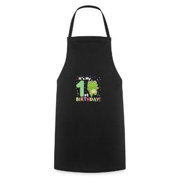 Frog for 1st birthday for children one year old - Cooking Apron - black - Front - AI Model Male 185 dark (185cm)