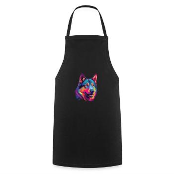 Aquarelle colorée norvégien Elkhound - Tablier de cuisine - noir - Devant - AI Model Male 185 dark (185cm)