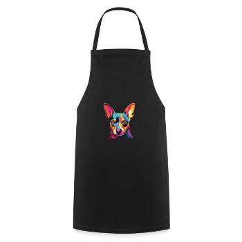 Aquarelle coloré American Toy Terrier - Tablier de cuisine - noir - Devant - AI Model Male 185 dark (185cm)