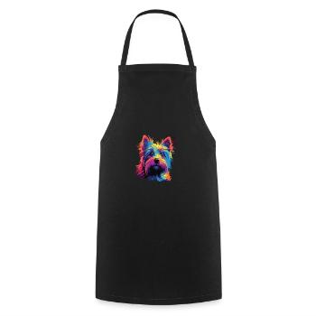 Watercolor Colorful Australian Silky Terrier - Cooking Apron - black - Front - AI Model Male 185 dark (185cm)