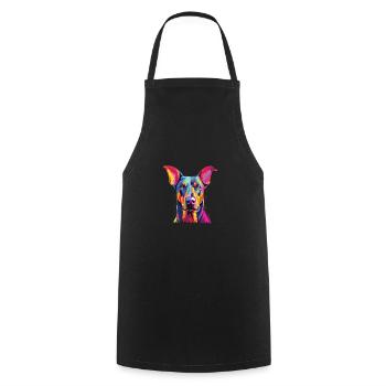 Watercolor Colorful Doberman Pinscher - Cooking Apron - black - Front - AI Model Male 185 dark (185cm)