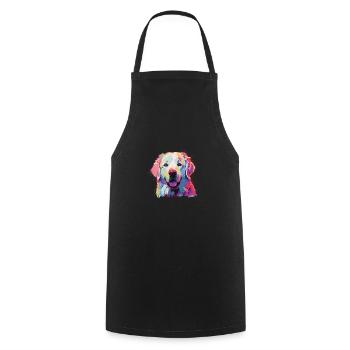 Wasserfarben Farbenfroher Kuvasz - Kochschürze - Schwarz - Vorne - AI Model Male 185 dark (185cm)