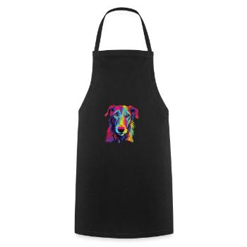 Watercolor Colorful Scottish Deerhound - Cooking Apron - black - Front - AI Model Male 185 dark (185cm)