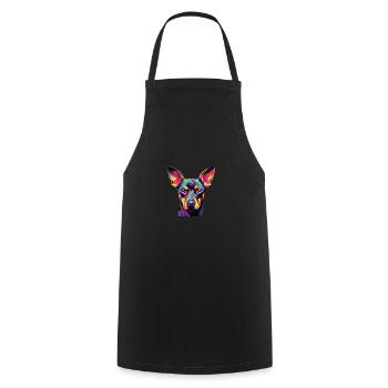 Watercolor Colorful German Pinscher - Cooking Apron - black - Front - AI Model Male 185 dark (185cm)