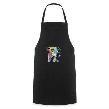 Aquarelle lévrier coloré - Tablier de cuisine - noir - Devant - AI Model Male 185 dark (185cm)