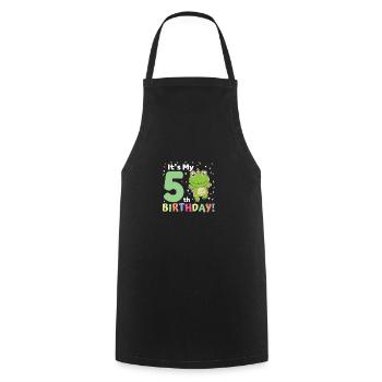 Frog for 5th birthday children five years old - Cooking Apron - black - Front - AI Model Male 185 dark (185cm)