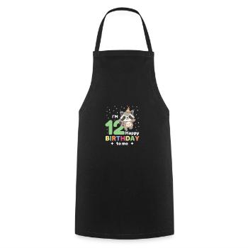 Raccoon for 12th birthday for children twelve years - Cooking Apron - black - Front - AI Model Male 185 dark (185cm)