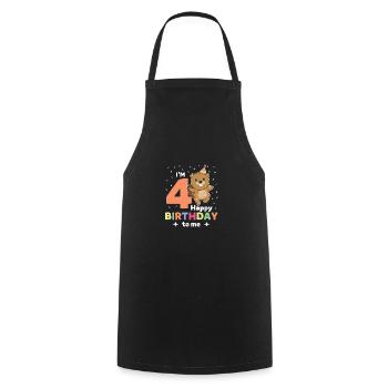 Beaver for 4th birthday children four years old - Cooking Apron - black - Front - AI Model Male 185 dark (185cm)