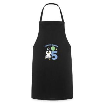 I'm already 5 penguins birthday kids - Cooking Apron - black - Front - AI Model Male 185 dark (185cm)